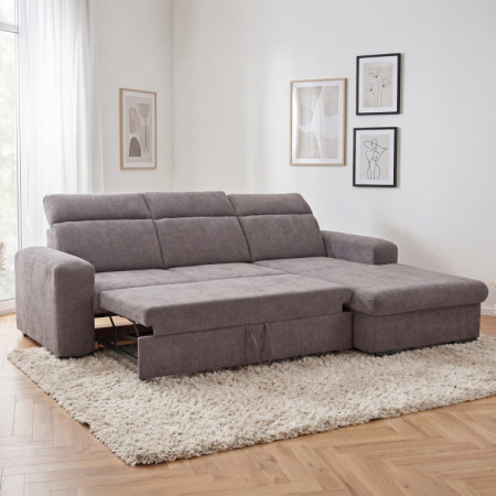 Rücksitzgruppe Denver rechte Ecke taupe mit Schlaffunktion