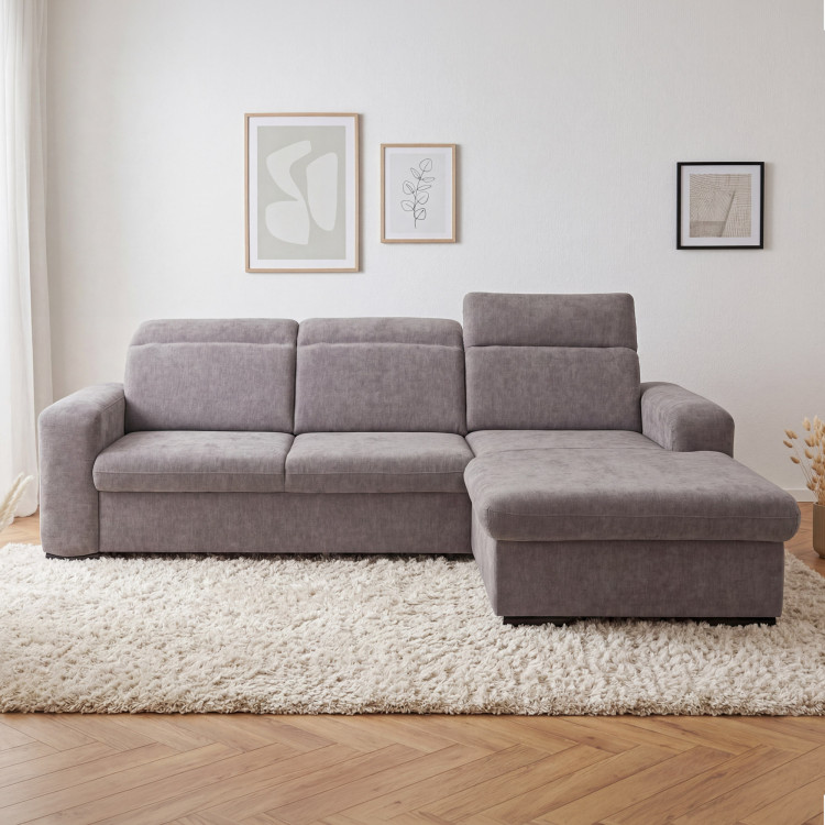 Rücksitzgruppe Denver rechte Ecke taupe mit Schlaffunktion