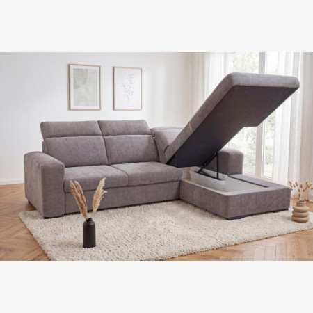 Rücksitzgruppe Denver rechte Ecke taupe mit Schlaffunktion