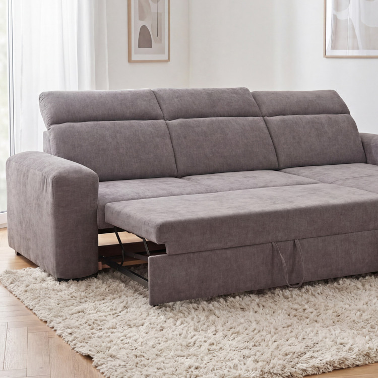 Rücksitzgruppe Denver rechte Ecke taupe mit Schlaffunktion