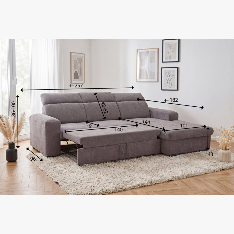 Rücksitzgruppe Denver rechte Ecke taupe mit Schlaffunktion