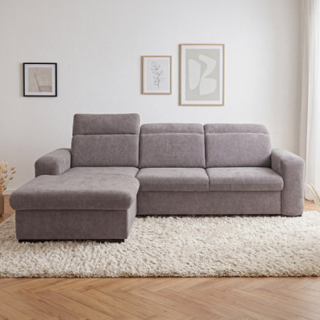 R Ecksofa Denver linke Ecke taupe mit Schlaffunktion