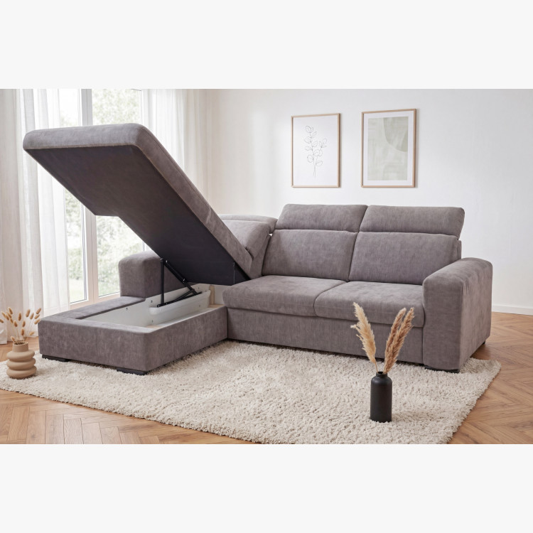 R Ecksofa Denver linke Ecke taupe mit Schlaffunktion