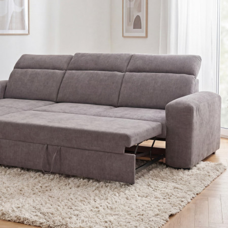 R Ecksofa Denver linke Ecke taupe mit Schlaffunktion