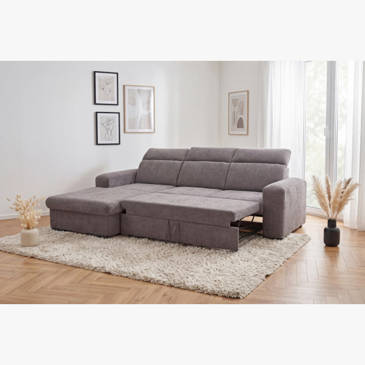 R Ecksofa Denver linke Ecke taupe mit Schlaffunktion