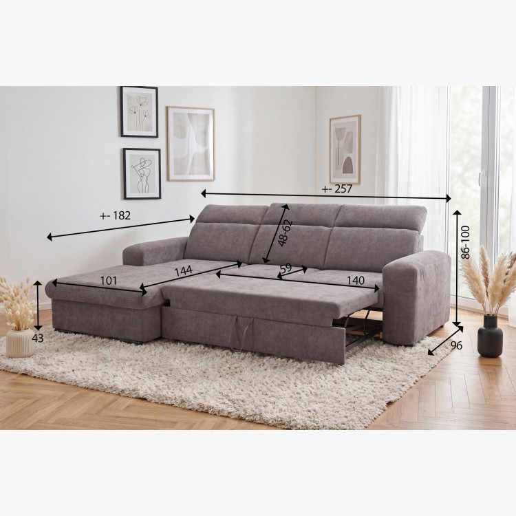 R Ecksofa Denver linke Ecke taupe mit Schlaffunktion