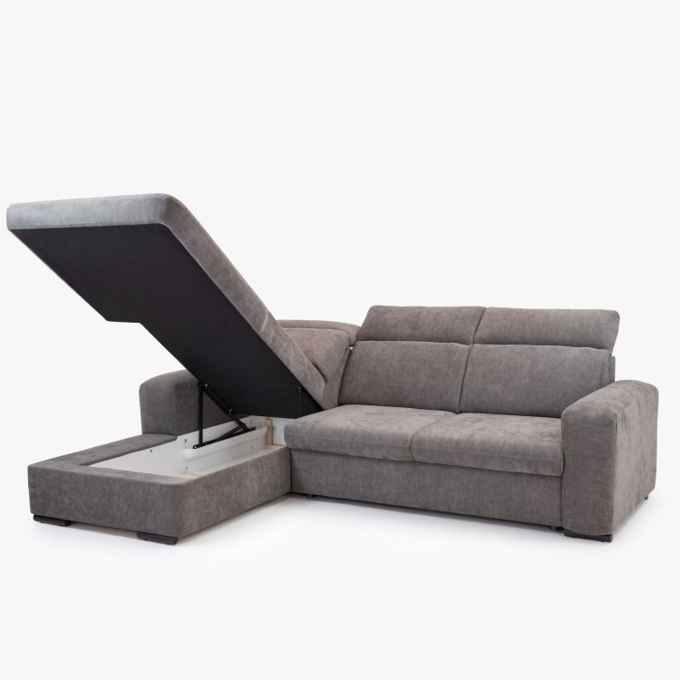 R Ecksofa Denver linke Ecke taupe mit Schlaffunktion