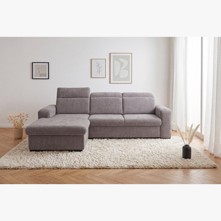 R Ecksofa Denver linke Ecke taupe mit Schlaffunktion