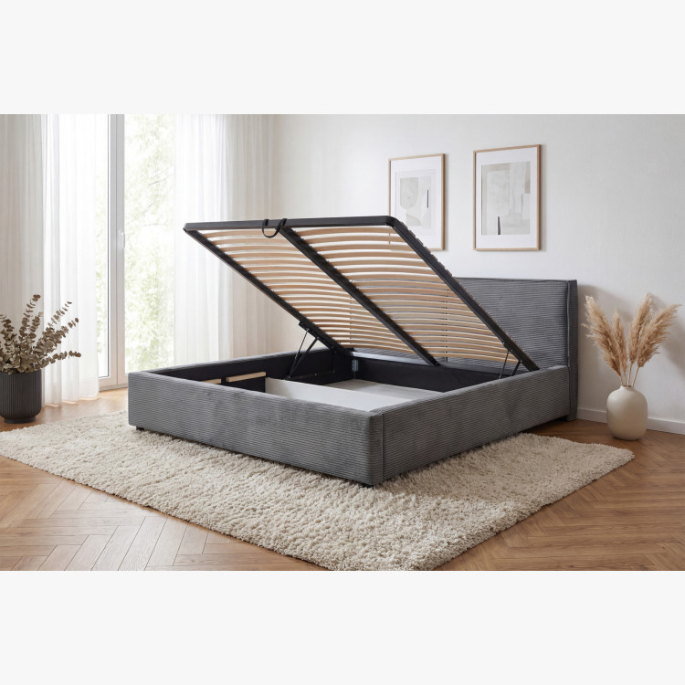 Čalouněná postel Ineza 180x200 s úložným prostorem šedá