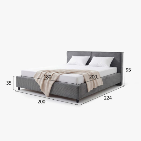 Čalouněná postel Ineza 180x200 s úložným prostorem šedá