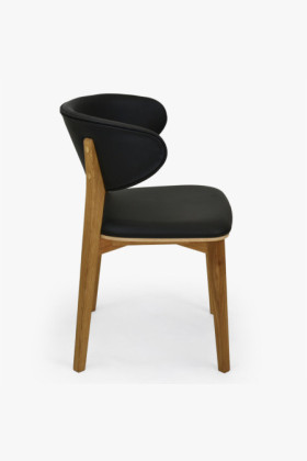 Čalouněná jídelní židle Saška – schwarzes italienisches Leder, massiv geölte Eiche 2