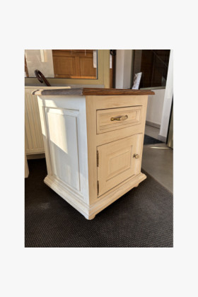 Nachtkommode Provence Weiß Patina Holz Breiter Vintage-Stil