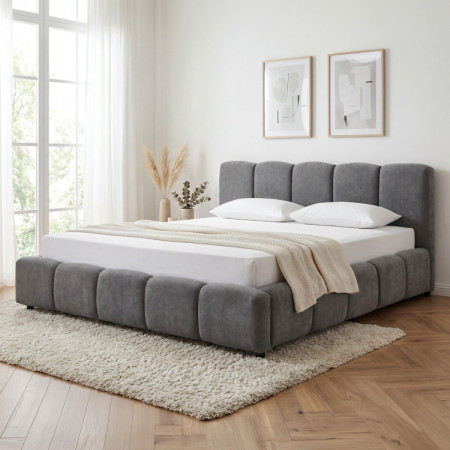 Polsterbett Nubi 180x200 mit Stauraum, grau