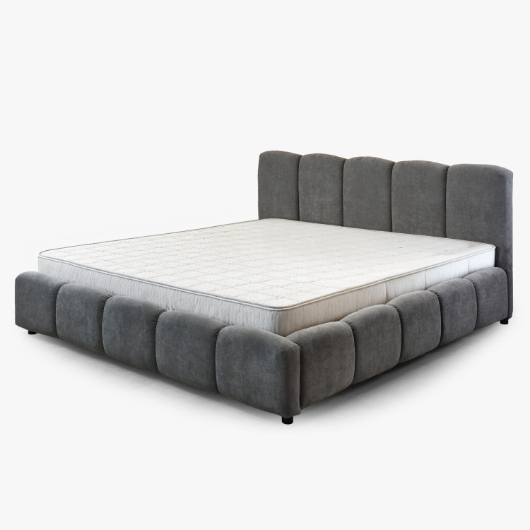 Polsterbett Nubi 180x200 mit Stauraum, grau