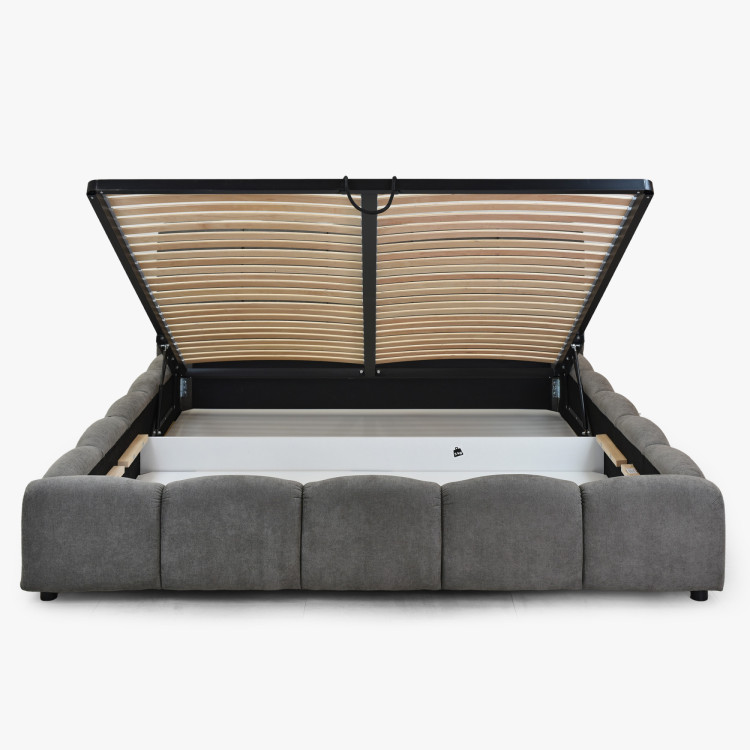 Polsterbett Nubi 180x200 mit Stauraum, grau