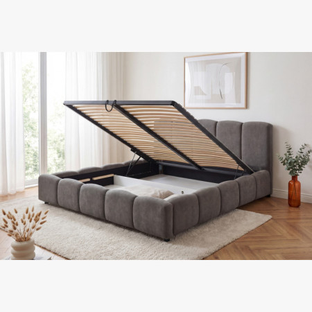 Polsterbett Nubi 180x200 mit Stauraum, grau