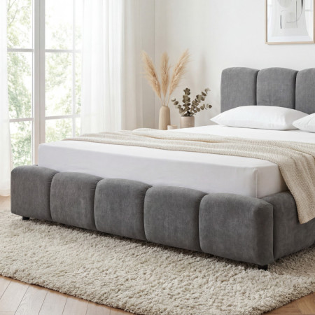 Polsterbett Nubi 180x200 mit Stauraum, grau