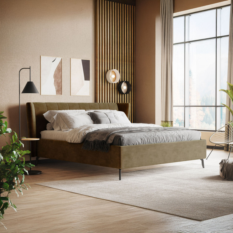Moderne Polsterbett mit Stauraum Bronze, 180 × 200 cm