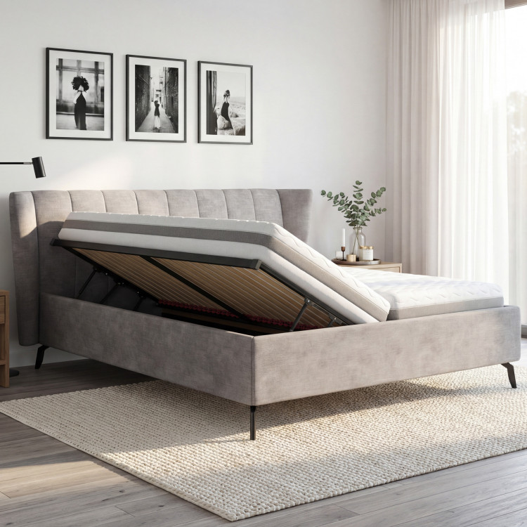 Moderne Polsterbett mit Stauraum, 180 × 200 cm