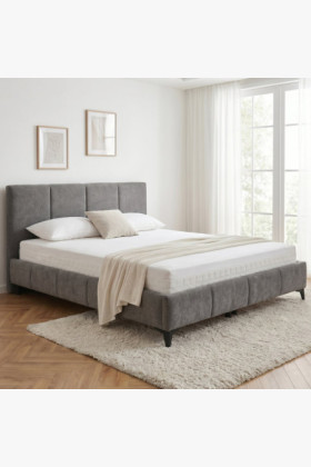 Bett Atena 180x200 grau, Stoff Flow, Stauraum, Lattenrost