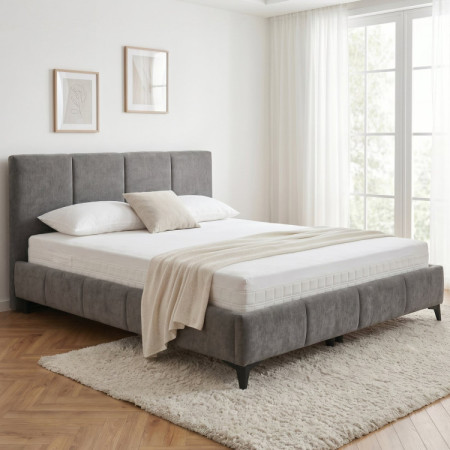 Bett Atena 180x200 grau, Stoff Flow, Stauraum, Lattenrost