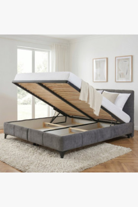 Bett Atena 180x200 grau, Stoff Flow, Stauraum, Lattenrost 2