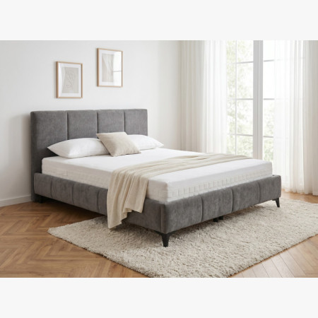 Bett Atena 180x200 grau, Stoff Flow, Stauraum, Lattenrost