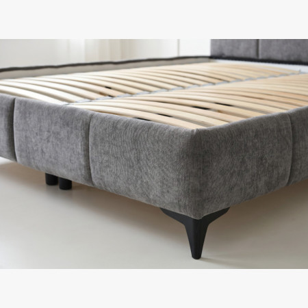 Bett Atena 180x200 grau, Stoff Flow, Stauraum, Lattenrost