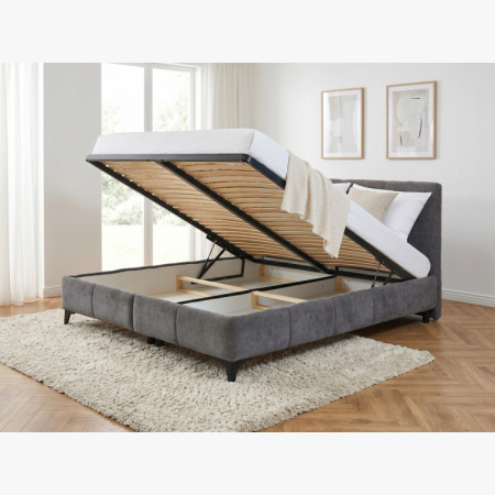 Bett Atena 180x200 grau, Stoff Flow, Stauraum, Lattenrost