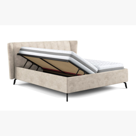 Moderne Polsterbett mit Stauraum beige, 160 × 200 cm