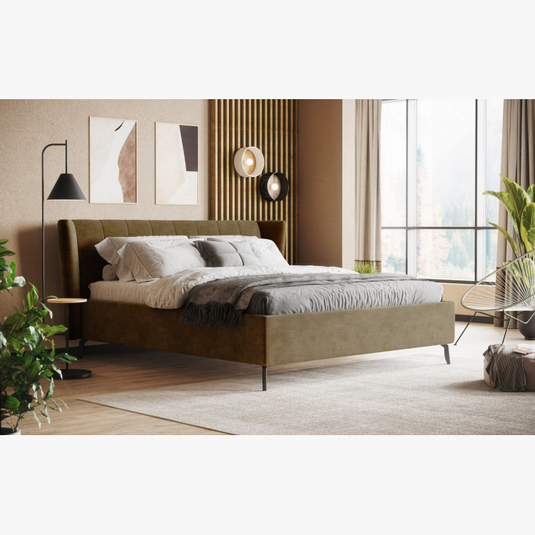 Moderne Polsterbett mit Stauraum Bronze, 160 × 200 cm