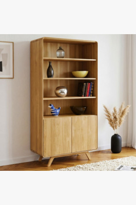 Eichenregal Avalon 180 cm hoch mit Türen – Eiche natural