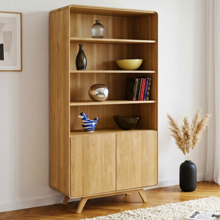 Eichenregal Avalon 180 cm hoch mit Türen – Eiche natural