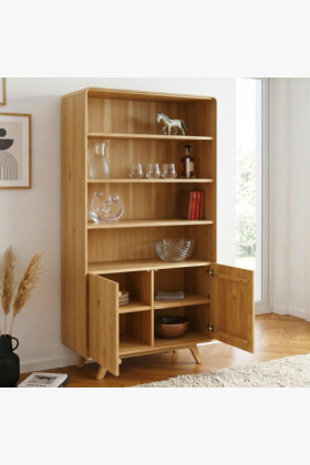 Eichenregal Avalon 180 cm hoch mit Türen – Eiche natural 2