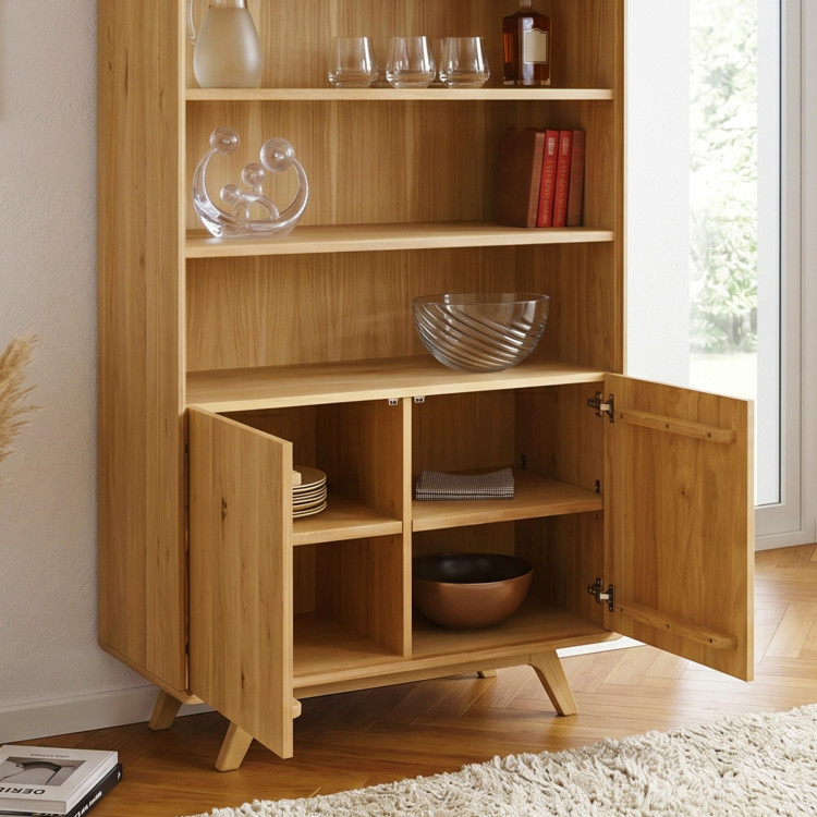 Eichenregal Avalon 180 cm hoch mit Türen – Eiche natural