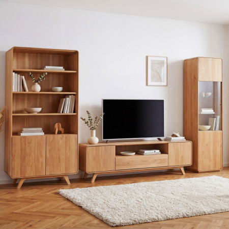 Eichenregal Avalon 180 cm hoch mit Türen – Eiche natural