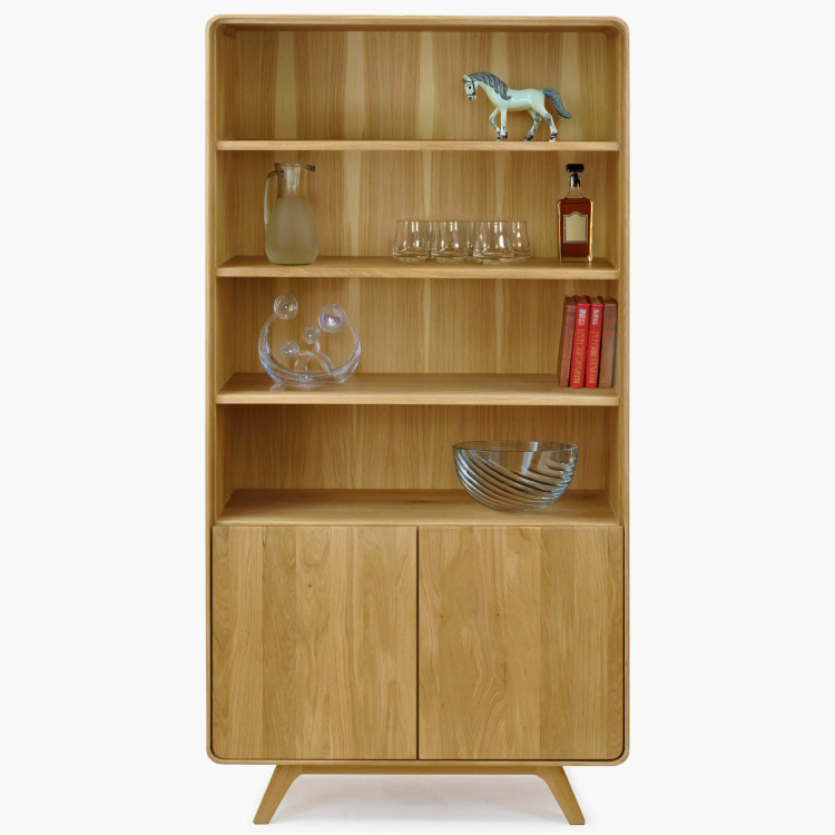 Eichenregal Avalon 180 cm hoch mit Türen – Eiche natural