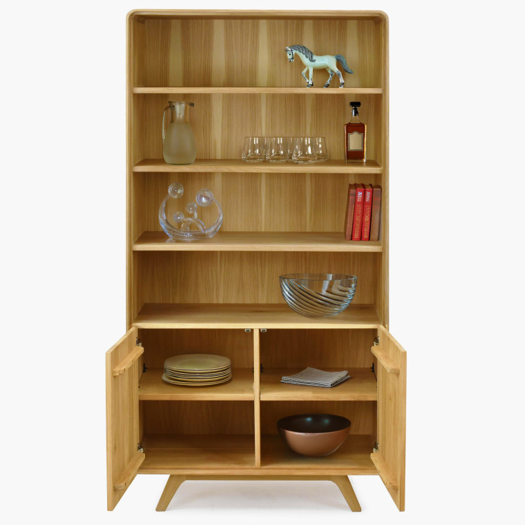 Eichenregal Avalon 180 cm hoch mit Türen – Eiche natural