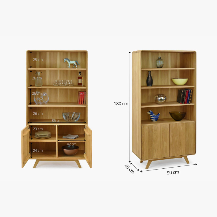 Eichenregal Avalon 180 cm hoch mit Türen – Eiche natural