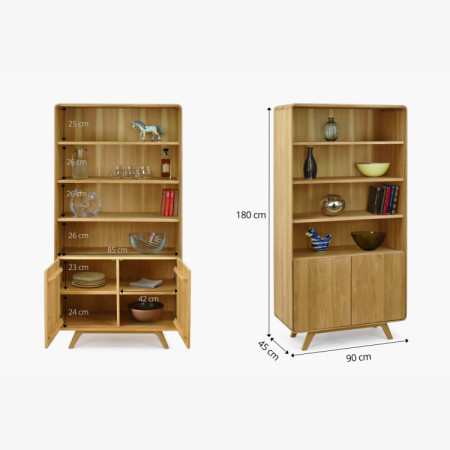 Eichenregal Avalon 180 cm hoch mit Türen – Eiche natural