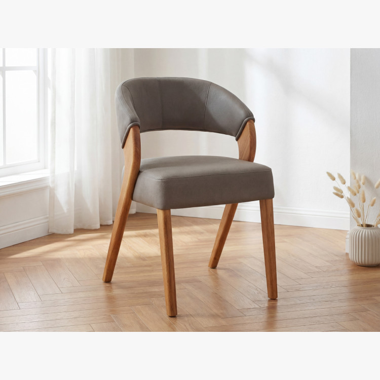Designluxusstuhl - Eiche, Almondo - Taupe