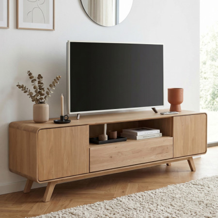 Massivholz TV-Kommode, weißer Eichenholz