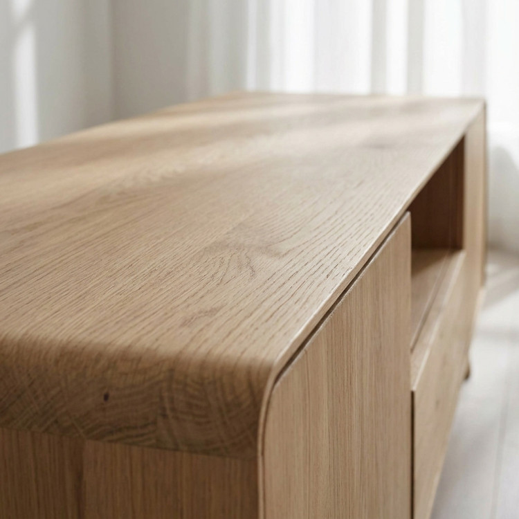 Massivholz TV-Kommode, weißer Eichenholz