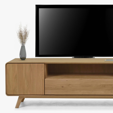 Massivholz TV-Kommode, weißer Eichenholz