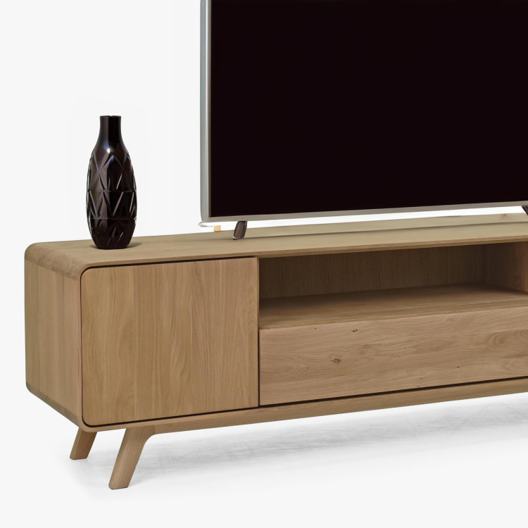 Massivholz TV-Kommode, weißer Eichenholz