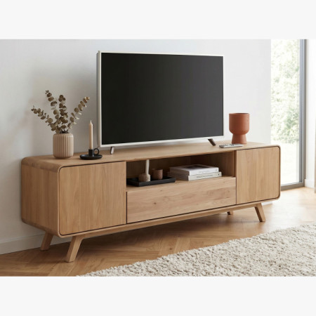 Massivholz TV-Kommode, weißer Eichenholz