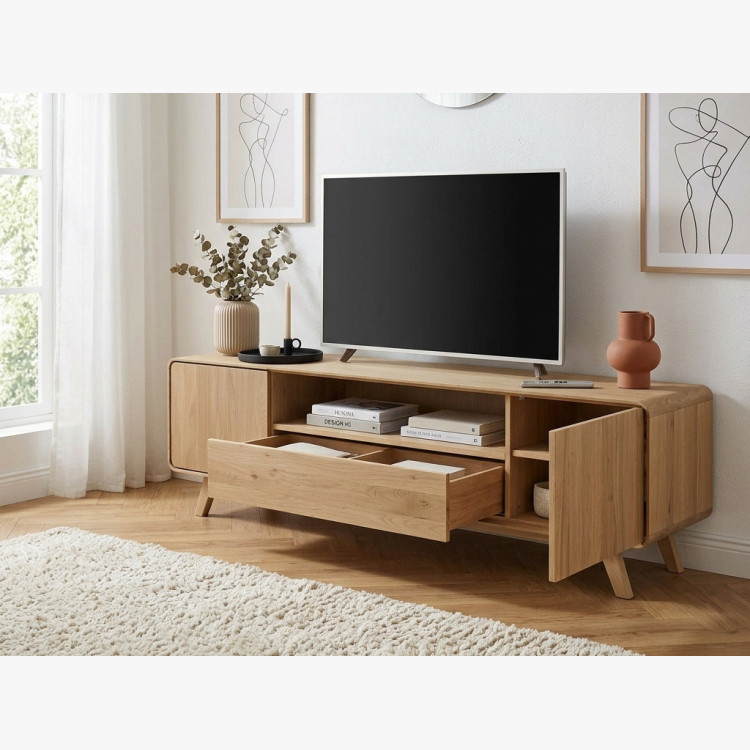 Massivholz TV-Kommode, weißer Eichenholz