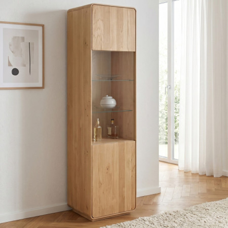 Einfachtürige Eichenvitrine, weißer Eichenholz