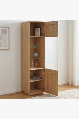 Einfachtürige Eichenvitrine, weißer Eichenholz 2