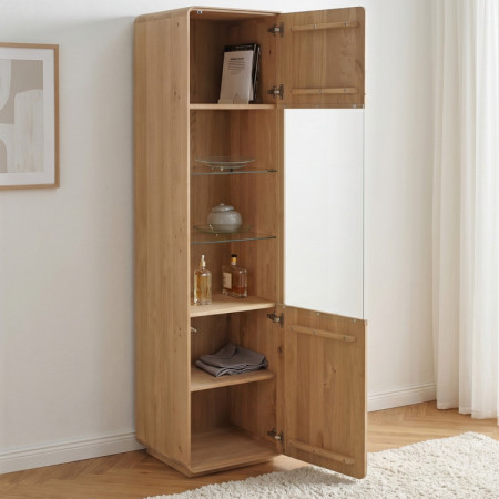 Einfachtürige Eichenvitrine, weißer Eichenholz